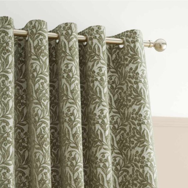 Chenille Leaves Green Curtains Bianca Header Image