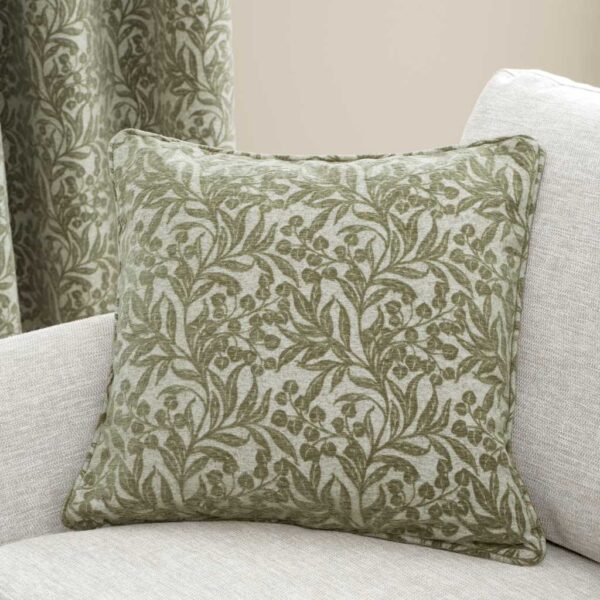 Chenille Leaves Green Cushion Bianca Main Image