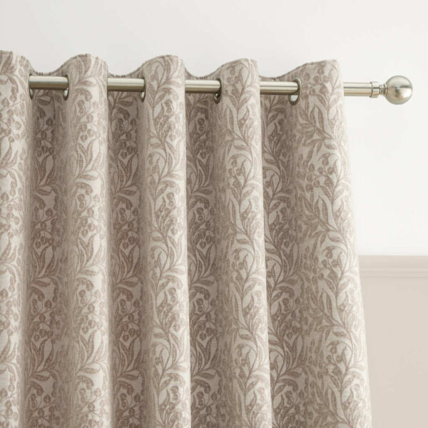 Chenille Leaves Natural Curtains Bianca Header Image
