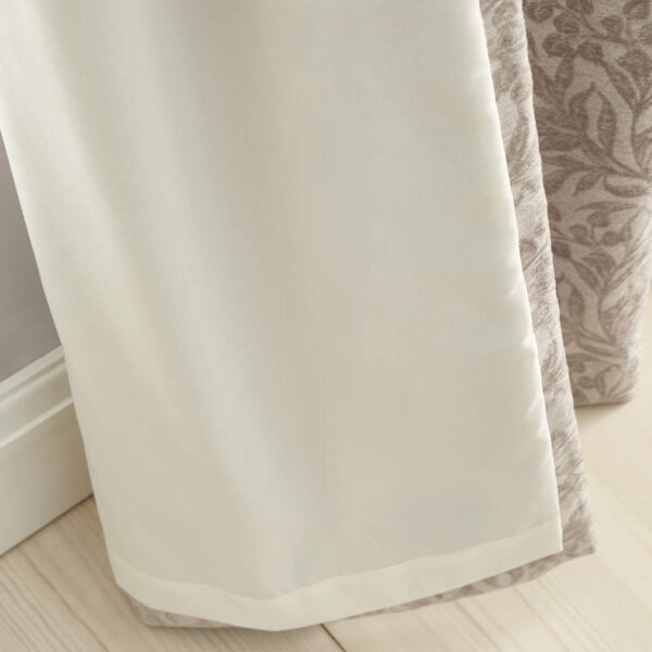 Chenille Leaves Natural Curtains Bianca Liner Detail Image