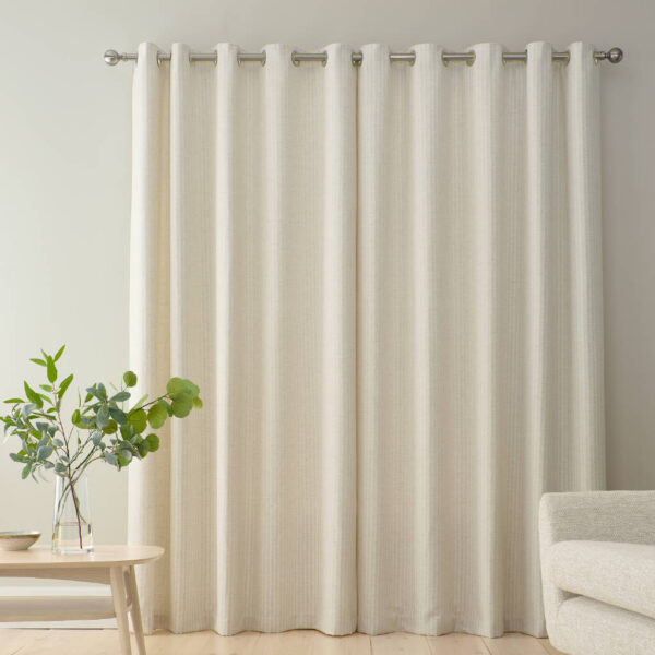 Chenille Stripe Cream Curtains Bianca Closed Image