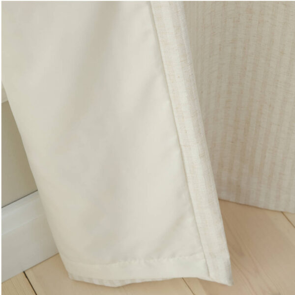 Chenille Stripe Cream Curtains Bianca Liner Detail Image