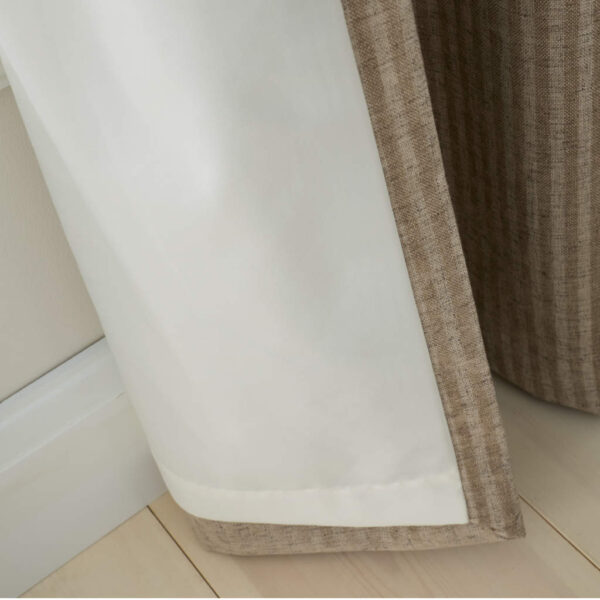 Chenille Stripe Natural Curtains Bianca Liner Detail Image