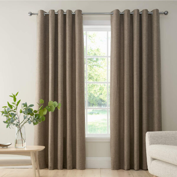 Chenille Stripe Natural Curtains Bianca Main Image