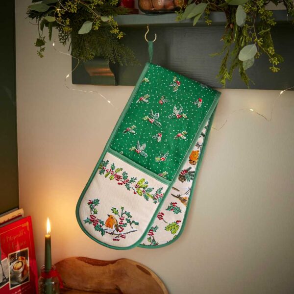 Christmas Robins Double Oven Glove