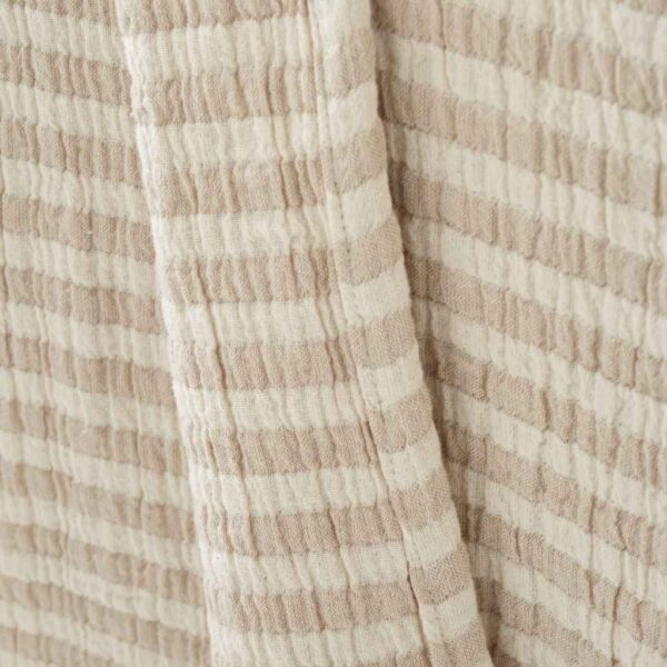 Cotton Muslin Stripe Throw Natural Bianca Detail Image