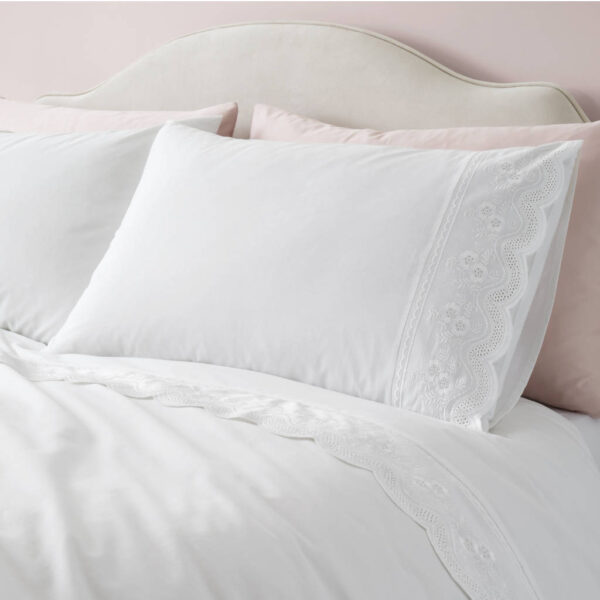 Elise Lace White Bedding Bianca Pillowcase Image