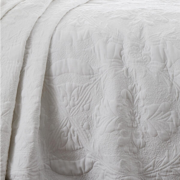 Marianne Embossed Cotton Bedspread White Bianca Detail Image