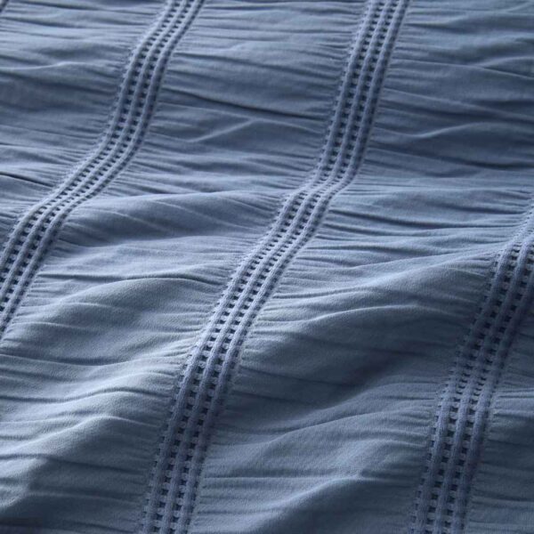 Waffle Seersucker Blue Duvet Cover Set Close Up Image