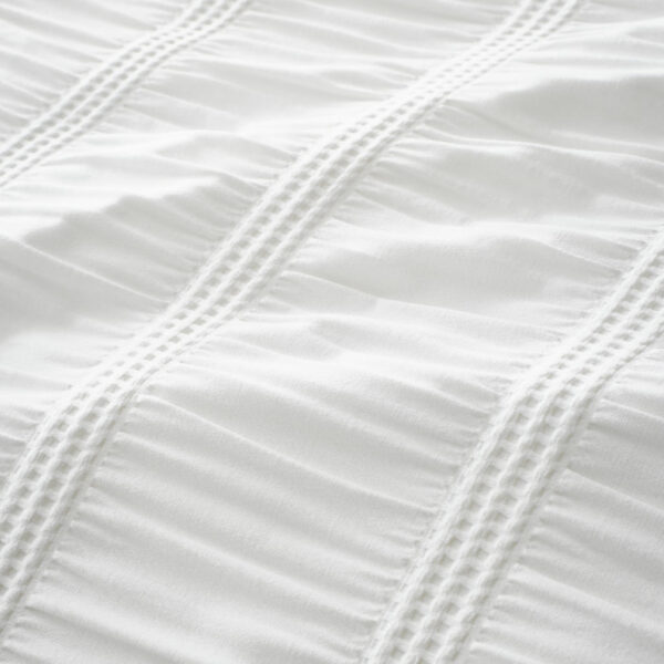 Waffle Seersucker White Duvet Cover Set Close Up Image