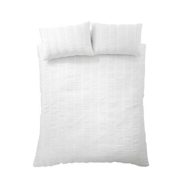 Waffle Seersucker White Duvet Cover Set Overhead Image