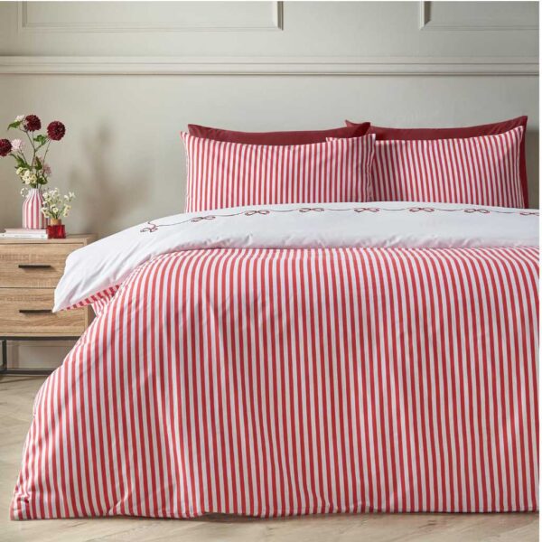 Bow Embroidery Christmas Bedding Lansfield Reverse Image