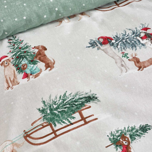 Brushed Christmas Dogs Bedding Lansfield Detail Image