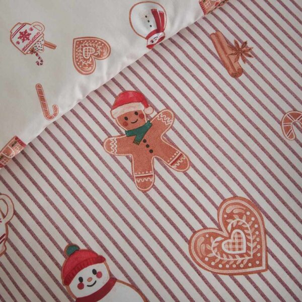 Christmas Gingerbread Stripe Bedding Lansfield Detail Image
