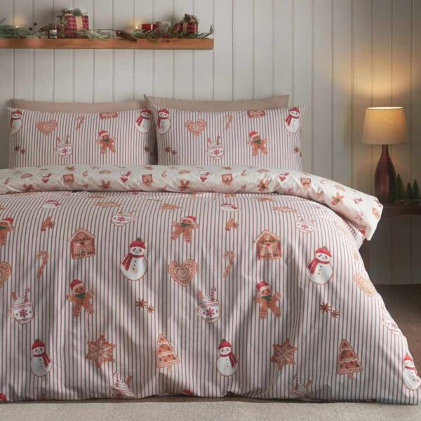 Christmas Gingerbread Stripe Bedding Lansfield Main Image
