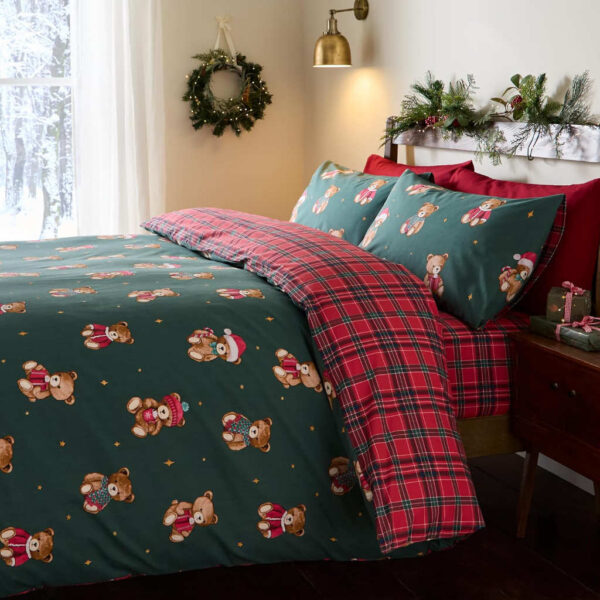 Christmas Tartan Teddy Bear Lansfield Main Image