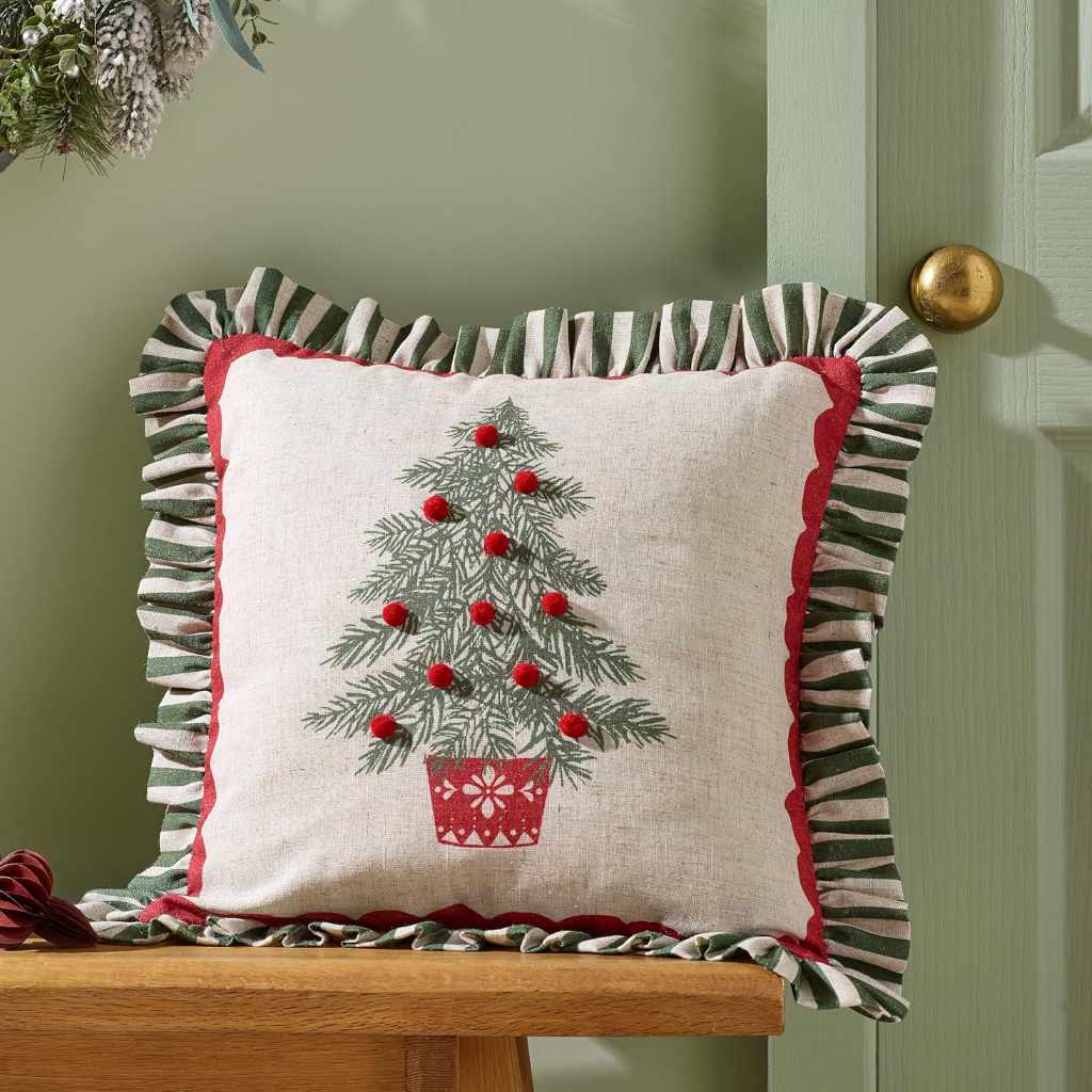 Christmas Tree Green Cushion Lansfield Main Image