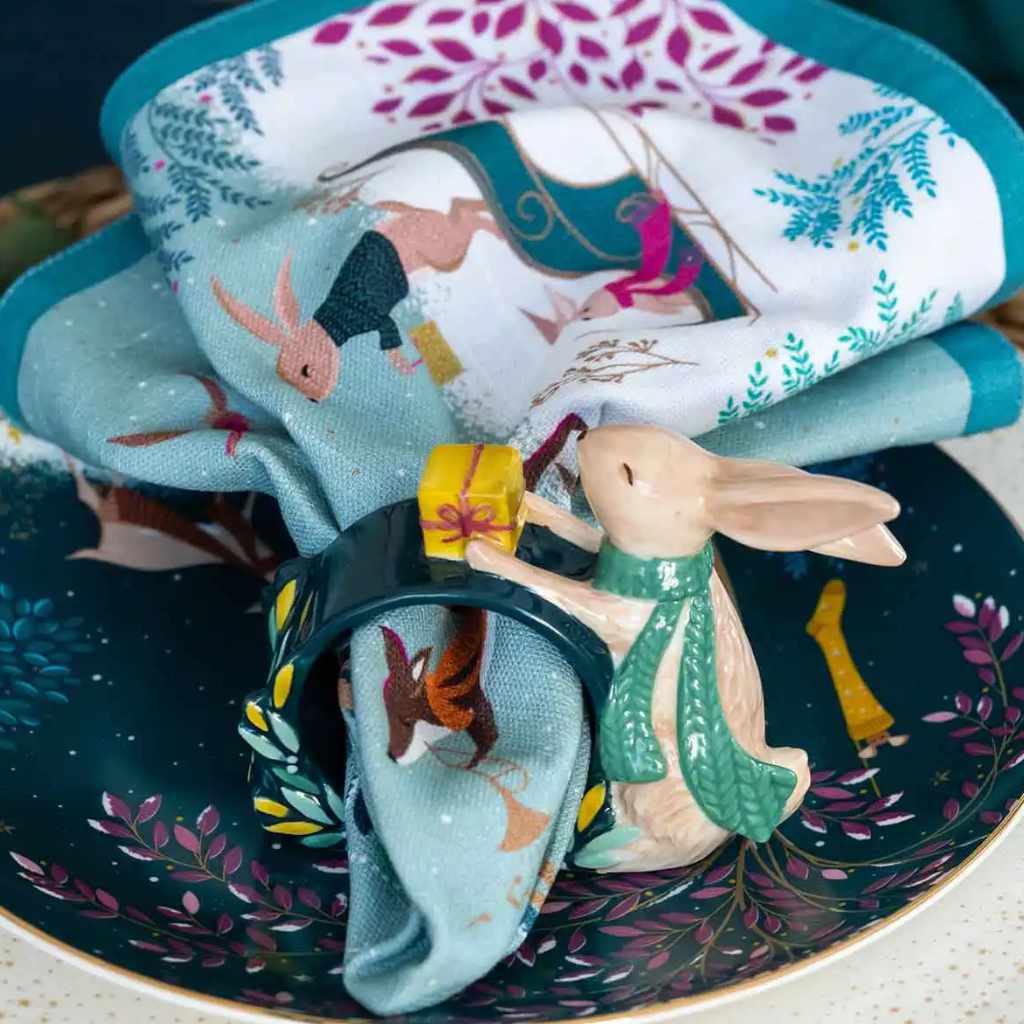Sara Miller Rabbit Napkin Rings Close Up Image