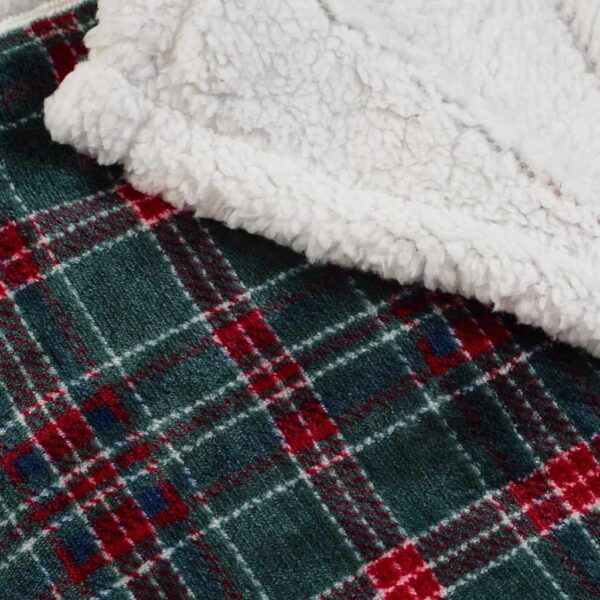 Tartan Check Green Throw Lansfield Detail Image