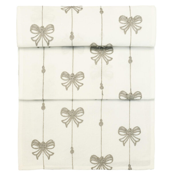 Walton - Embroidered Bow Silver Runner Close Up Image
