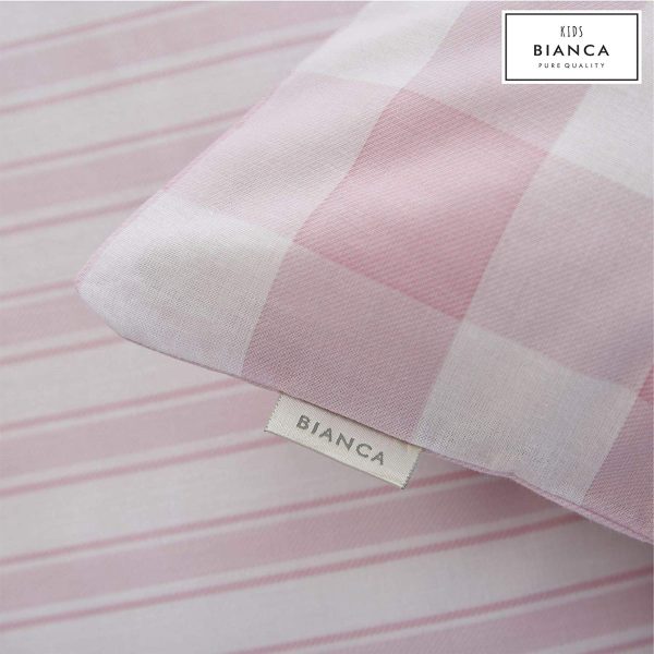 Bianca Check & Stripe Duvet Set Cotton Print Grey or Pink
