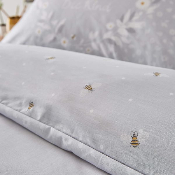 Bee Happy Duvet Cover Set in Grey by Catherine Lansfield
