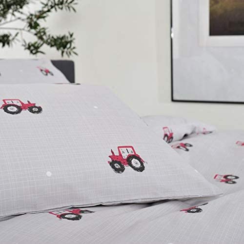 Deyongs Red Tractor Duvet Cover Set or Quilted Bedspread in Grey