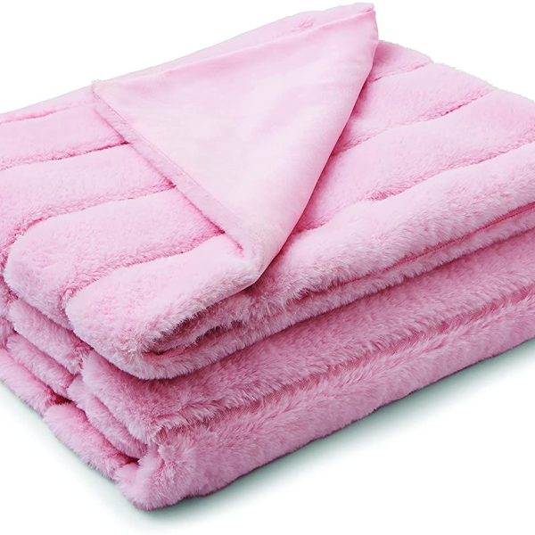 Hella Cosy Throw Banded Faux Fur in Pink by Sassy B
