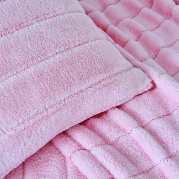 Hella Cosy Cushion Cover Banded Faux Fur in Pink by Sassy B