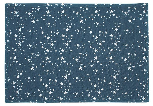 Starry Night Christmas Table Textiles in Silver & Slate Blue 100% Cotton - Image 4