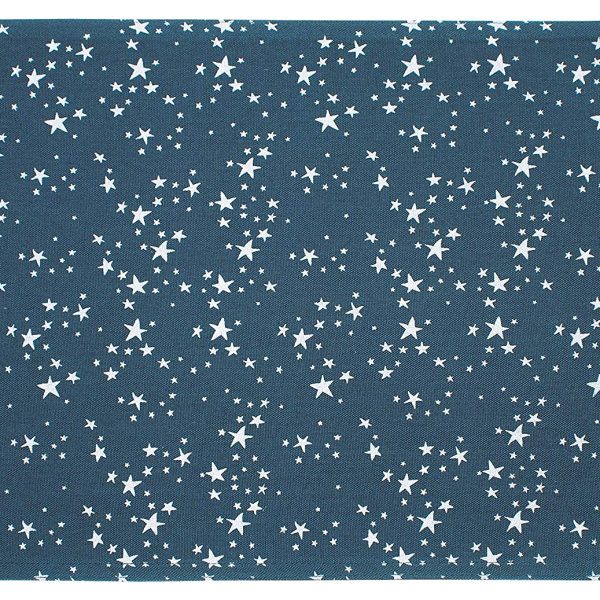 Starry Night Christmas Table Textiles in Silver & Slate Blue 100% Cotton