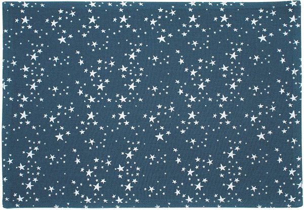 Starry Night Christmas Table Textiles in Silver & Slate Blue 100% Cotton - Image 8