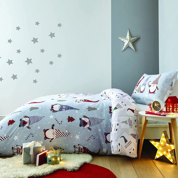 Christmas Gnomes Duvet Cover Set Brushed Cotton by Catherine Lansfield