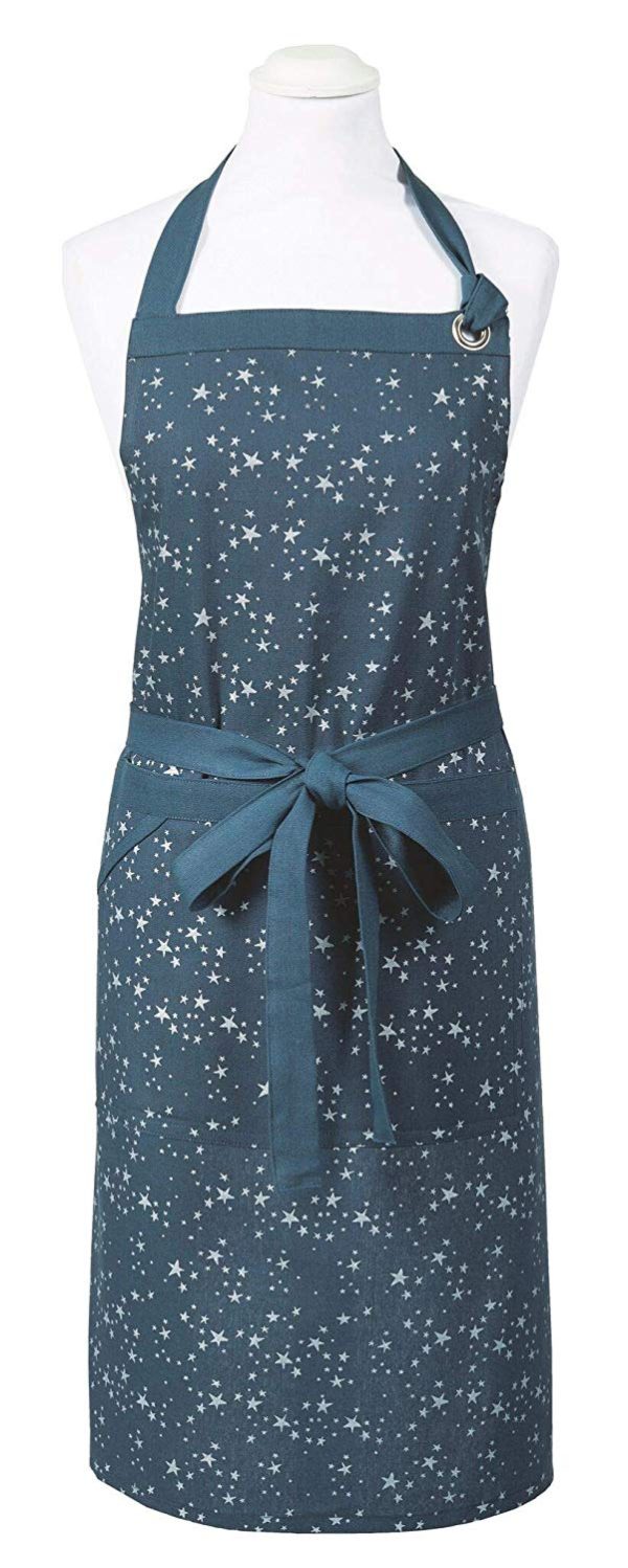 Starry Night Christmas Table Textiles in Silver & Slate Blue 100% Cotton - Image 9