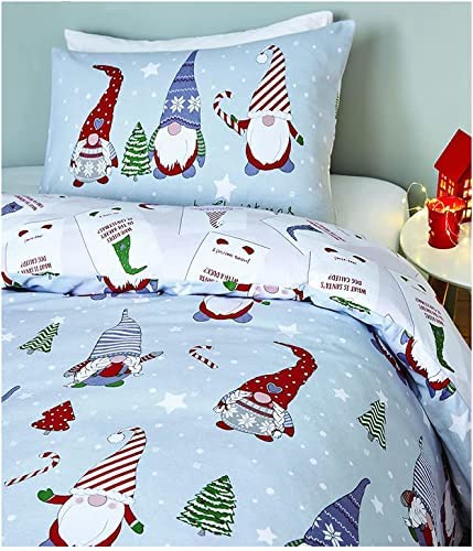 Christmas Gnomes Duvet Cover Set Brushed Cotton by Catherine Lansfield