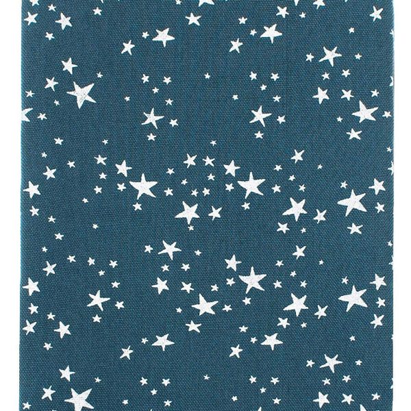 Starry Night Christmas Table Textiles in Silver & Slate Blue 100% Cotton