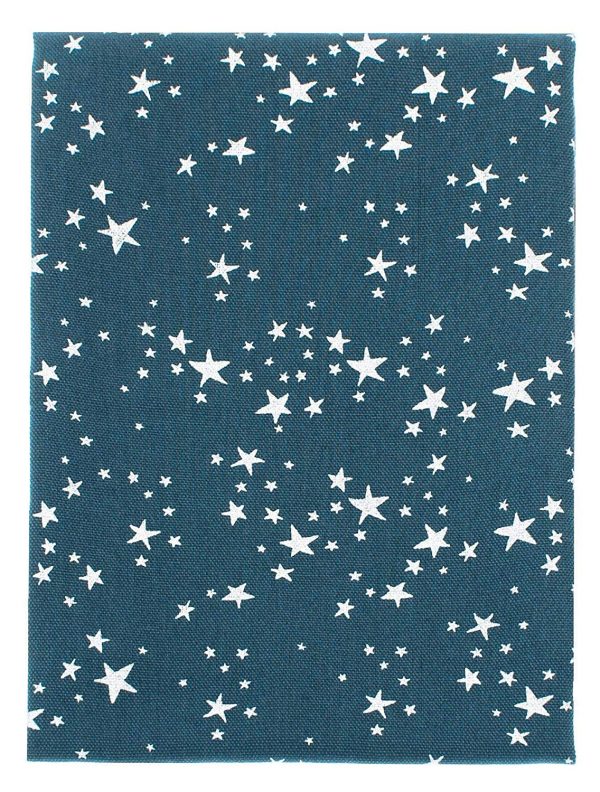 Starry Night Christmas Table Textiles in Silver & Slate Blue 100% Cotton - Image 5