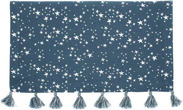 Starry Night Christmas Table Textiles in Silver & Slate Blue 100% Cotton - Image 6