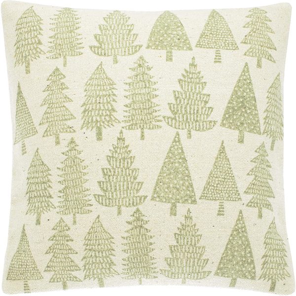 Forest Tree Filled Cushion Natural & Spruce Green 43cm x 43cm by Walton & Co